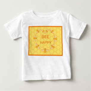T-shirt Pour Bébé Bee Happy miel abeilles sur nid d'abeille jaune