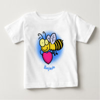 Belle abeille drôle avec dessin animé du coeur