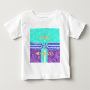 T-shirt Pour Bébé Belle Happy Holidays Blue Cyan conception vectorie