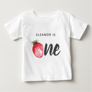 T-shirt Pour Bébé Berry 1er Anniversaire Fraise Aquarelle