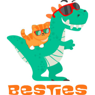 T-shirt Pour Bébé Besties a Cat et Dinosaur