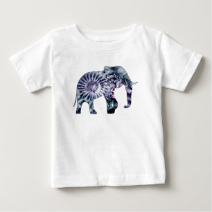 T-shirt Pour Bébé Bien-être animal - silhouette d'éléphant fractale