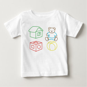 T-shirt Pour Bébé Bière de dessin, boule de maison, cube.