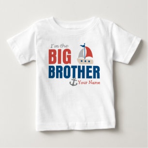 T-shirt Pour Bébé Big Brother Sailboat Personnalisé