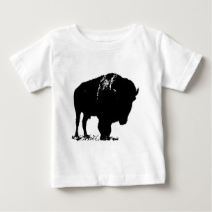T-shirt Pour Bébé Bison de bison noir et blanc Pop Art
