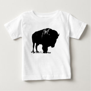 T-shirt Pour Bébé Bison de bison noir et blanc Pop Art