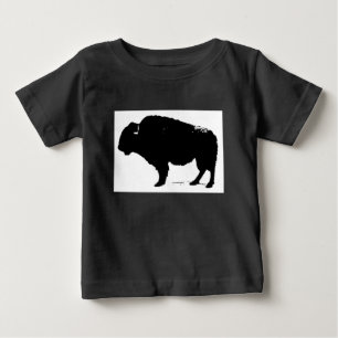 T-shirt Pour Bébé Bison de Buffalo Art noir et blanc