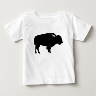 T-shirt Pour Bébé Bison noir et blanc Silhouette Pop Art