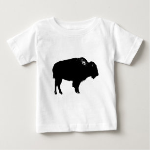T-shirt Pour Bébé Bison noir et blanc Silhouette Pop Art