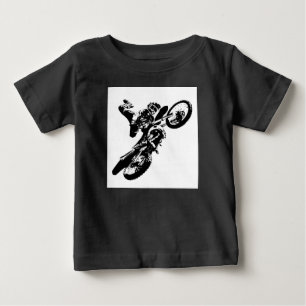 T-shirt Pour Bébé Black White Pop Art Motocross Motorcyle Sport