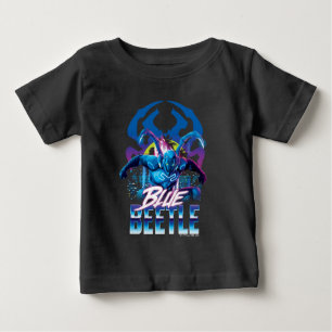 T-shirt Pour Bébé Bleu Beetle Rétrowave Ville coucher du soleil