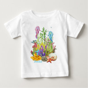 T-shirt Pour Bébé Bleu de la vie marine tropicale