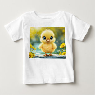 T-shirt Pour Bébé Bleu de poulet moelleux jaune soleil - Oiseau aux 