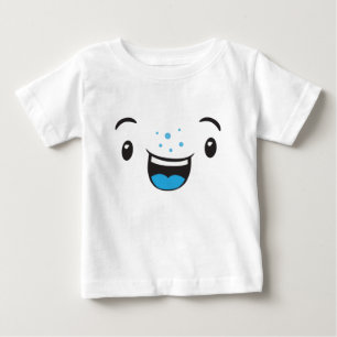 T-shirt Pour Bébé Bleu sourire Kawaii Visage Enfants Vêtements
