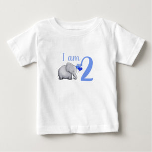 T-shirt Pour Bébé Blue Baby Elephant Custom Age Toddler 2e anniversa