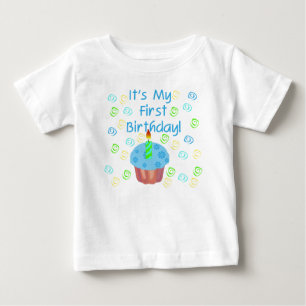 T-shirt Pour Bébé Blue Cupcake 1er anniversaire