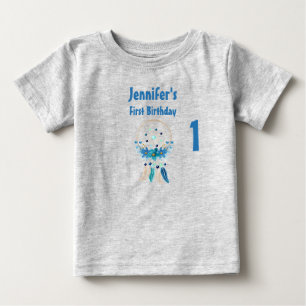 T-shirt Pour Bébé Blue Dreamcatcher Design Boho élégant Anniversaire