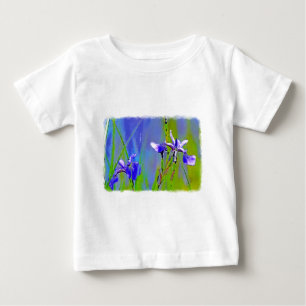 T-shirt Pour Bébé Blue Iris Garden Fleurs Floristes Design Art