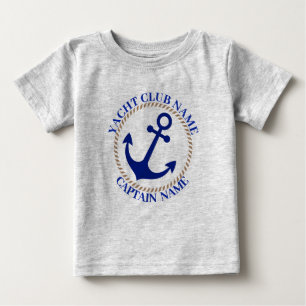 T-shirt Pour Bébé Blue Nautical Ancre yacht club bateau marina Nom