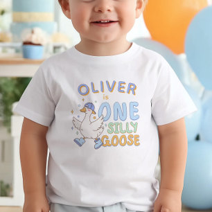 T-shirt Pour Bébé Blue One Silly Goose - Premier Anniversaire Garçon