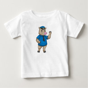 T-shirt Pour Bébé Boar en tant qu'officier de police avec casquette 