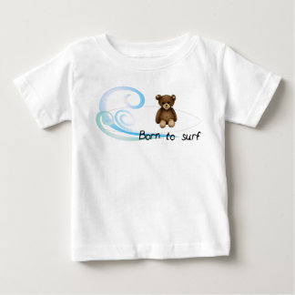T-shirt Pour Bébé Body blanc bébé "Born to surf", vagues et nounours