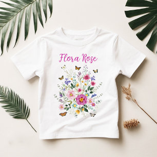 T-shirt Pour Bébé Boho coloré Fleur sauvage Meadow Girl'anniversaire