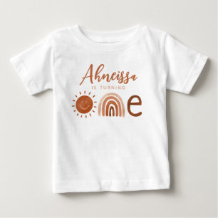 T-shirt Pour Bébé Boho Terracotta Rainbow Sunshine Premier anniversa