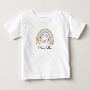 T-shirt Pour Bébé Boho Watercolor Rainbow Personnalisée Girl