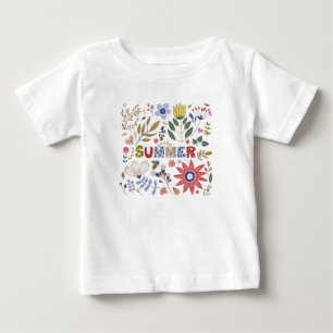T-shirt Pour Bébé Bonjour École, Bonjour Été Et Fleurs