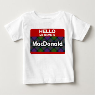 T-shirt Pour Bébé Bonjour Mon nom est MacDonald Scottish Clan Tartan