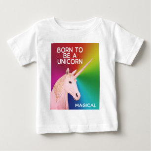 T-shirt Pour Bébé Born to Be a Unicorn Statue Head Magical Rainbow