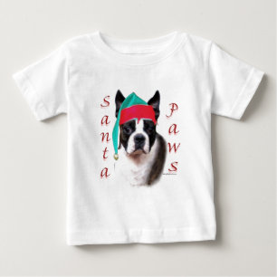 T-shirt Pour Bébé Boston Terrier Père Noël Paws