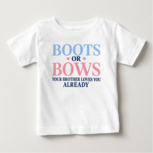 T-shirt Pour Bébé Bottes ou Rubans Votre Frère Vous Aime selon le Se