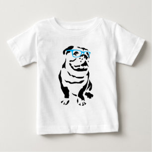T-shirt Pour Bébé Bouledogue avec les verres bleus