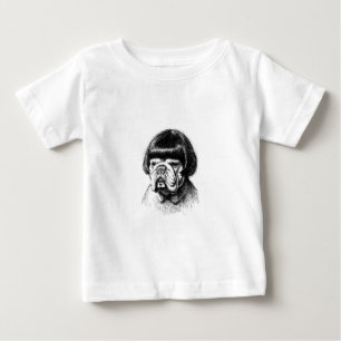 T-shirt Pour Bébé Bouledogue avec une perruque (style 1) Beaux-Arts