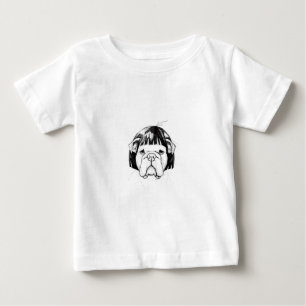 T-shirt Pour Bébé Bouledogue avec une perruque (Style 8) Beaux-Arts