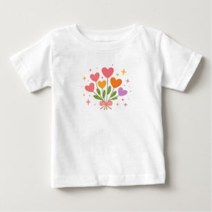 T-shirt Pour Bébé Bouquet de cœur coloré, Saint-Valentin pastel fant