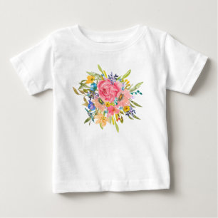 T-shirt Pour Bébé Bouquet Rose d'aquarelle
