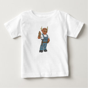T-shirt Pour Bébé Bull comme Handyman avec Hammer
