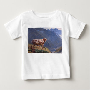 T-shirt Pour Bébé Bull dans les Alpes (par Eugène Burnand)
