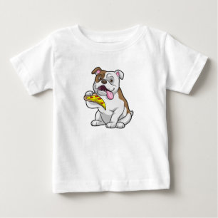 T-shirt Pour Bébé Bulldog avec morceau de pizza