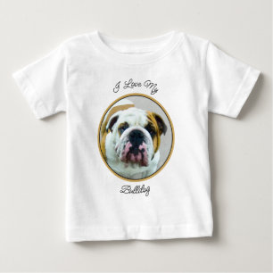 T-shirt Pour Bébé Bulldog Painting - Joli art original chien