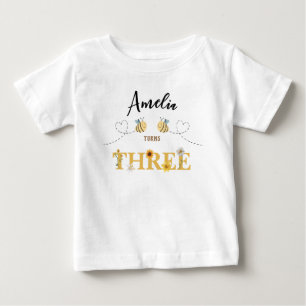 T-shirt Pour Bébé Bumble Bee moderne troisième anniversaire