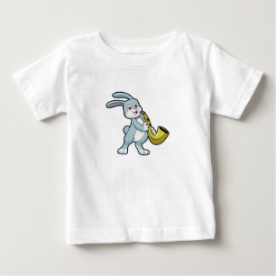 T-shirt Pour Bébé Bunny en musique avec saxophone