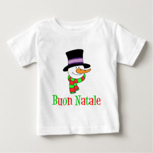 T-shirt Pour Bébé Buon Natale Italien Joyeux Noël Snowman Enfants