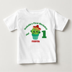 T-shirt Pour Bébé Cactus souriant mignon dans le Sombrero rouge Prem