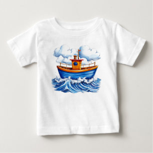 T-shirt Pour Bébé 🚤 Cadeau d'aventure pour bébé avec bateau de dess
