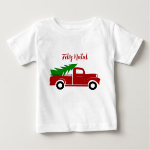 T-shirt Pour Bébé Caminhão do Natal com Pinheiro Rustico Farmhouse B