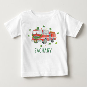 T-shirt Pour Bébé Camion de pompiers personnalisé pour la Saint-Patr
